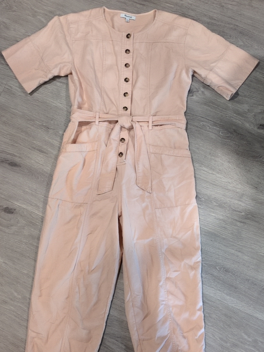 Madewell Blush Utility Jumpsuit with Tie Waist Womens 4 Fits Medium